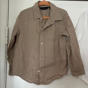 Janie and Jack Boys Linen Long Sleeve Tan shirt 3